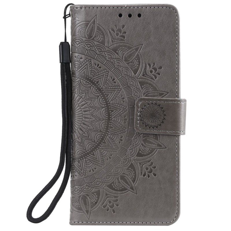 Cover Folio-hoesje OnePlus 7 Magenta Grijs Telefoonhoesje Zon Mandala