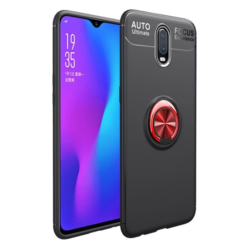 Cover Hoesje OnePlus 7 Rood Zwart Telefoonhoesje Roterende Ring