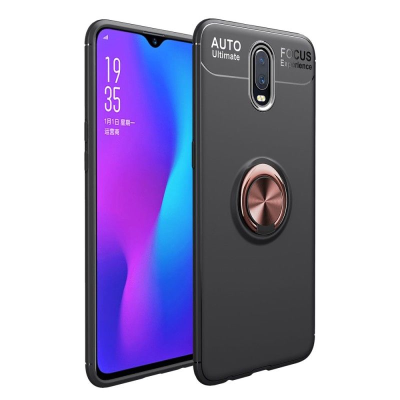 Cover Hoesje OnePlus 7 Rood Zwart Telefoonhoesje Roterende Ring