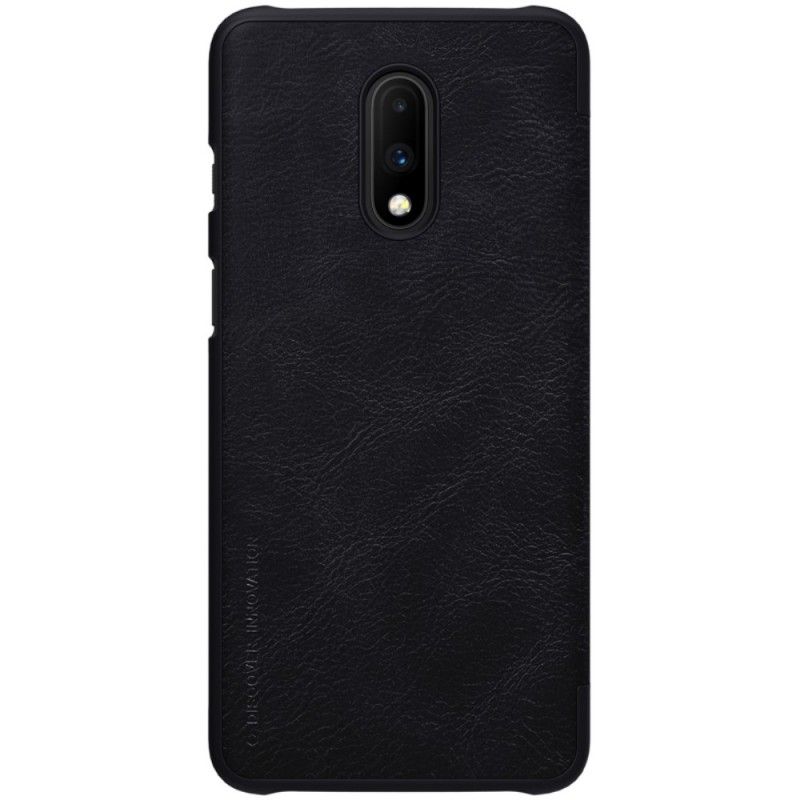 Folio-hoesje OnePlus 7 Bruin Zwart Telefoonhoesje Nillkin Qin-Reeks