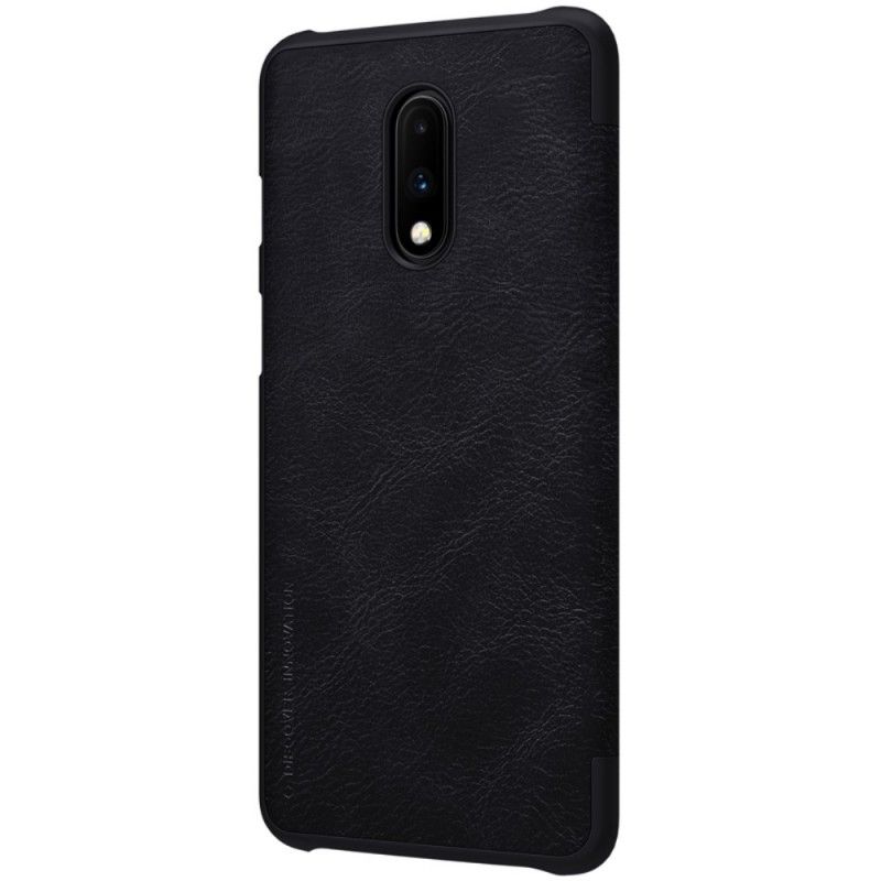 Folio-hoesje OnePlus 7 Bruin Zwart Telefoonhoesje Nillkin Qin-Reeks