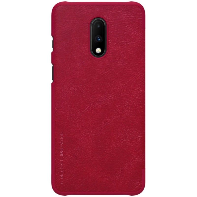 Folio-hoesje OnePlus 7 Bruin Zwart Telefoonhoesje Nillkin Qin-Reeks