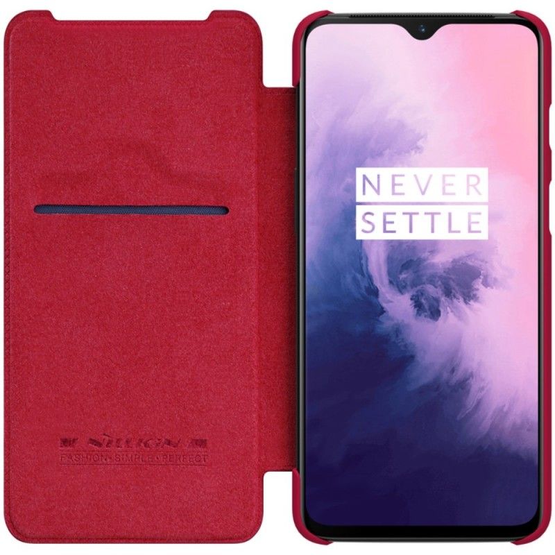 Folio-hoesje OnePlus 7 Bruin Zwart Telefoonhoesje Nillkin Qin-Reeks