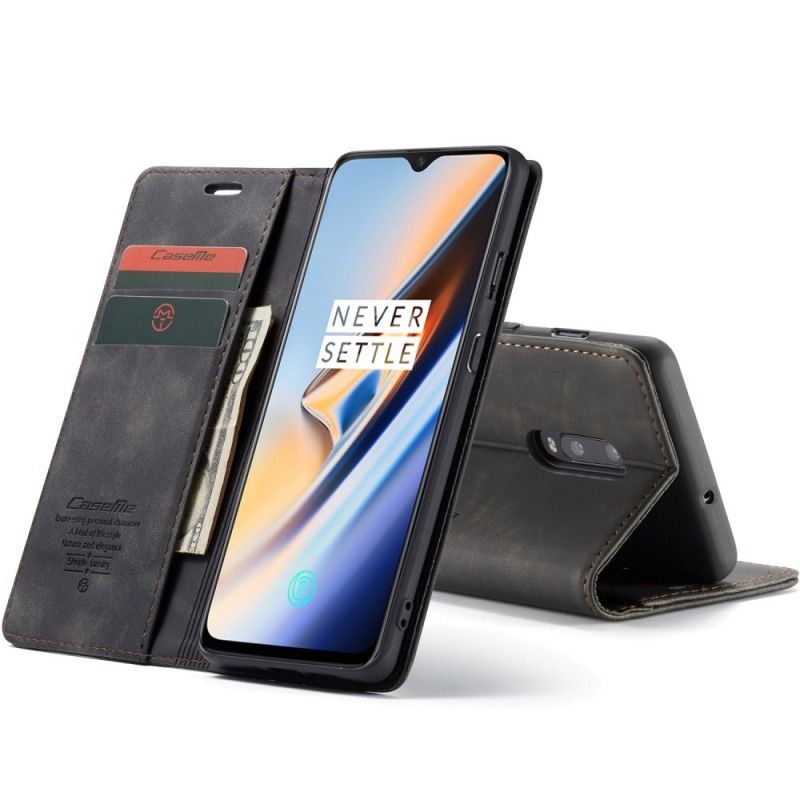 Folio-hoesje voor OnePlus 7 Donkerblauw Grijs Tas Van Imitatieleer