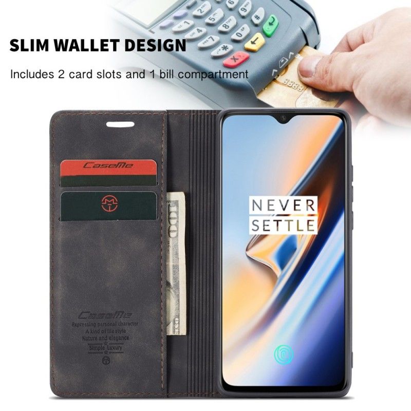 Folio-hoesje voor OnePlus 7 Donkerblauw Grijs Tas Van Imitatieleer