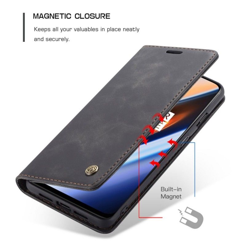 Folio-hoesje voor OnePlus 7 Donkerblauw Grijs Tas Van Imitatieleer