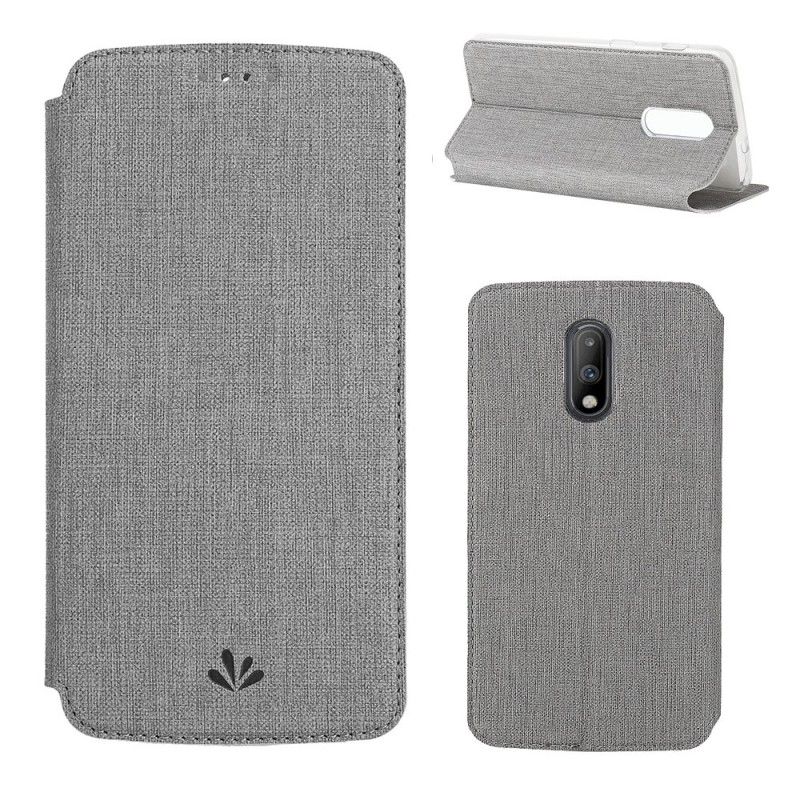 Folio-hoesje voor OnePlus 7 Grijs Zwart Getextureerde Vili Dmx