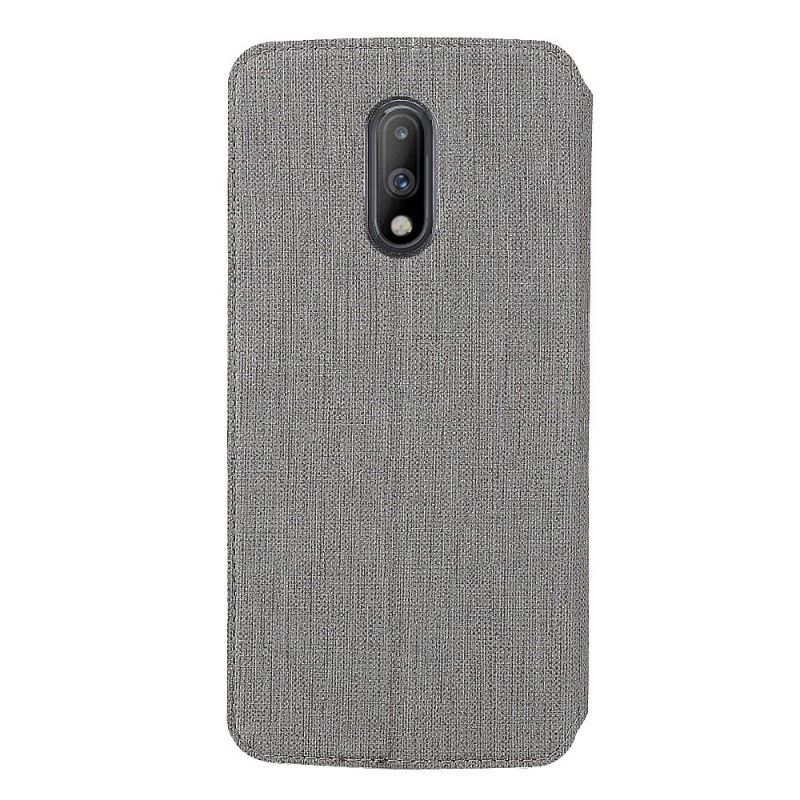 Folio-hoesje voor OnePlus 7 Grijs Zwart Getextureerde Vili Dmx