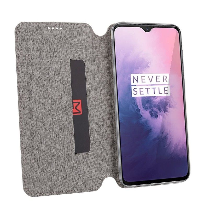 Folio-hoesje voor OnePlus 7 Grijs Zwart Getextureerde Vili Dmx