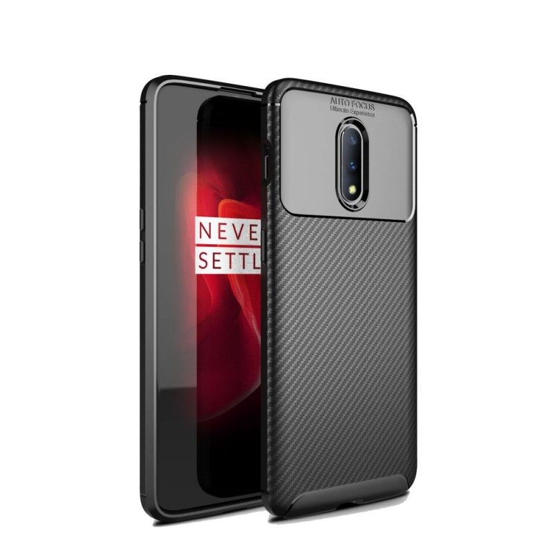 Hoesje OnePlus 7 Donkerblauw Zwart Flexibele Koolstofvezeltextuur