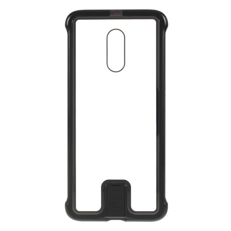 Hoesje OnePlus 7 Rood Zwart Lenuo Metalen Rand