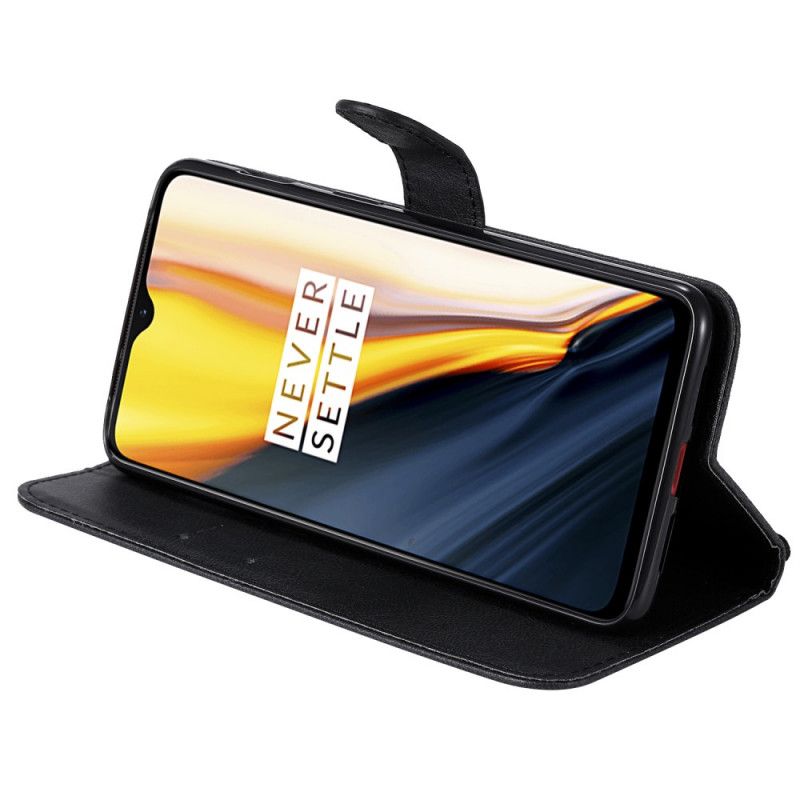 Leren Hoesje OnePlus 7 Zwart Leereffect Met Riem