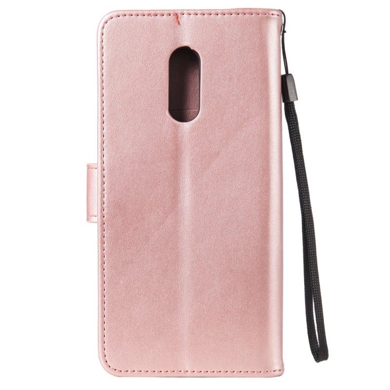 Leren Hoesje voor OnePlus 7 Magenta Grijs Uilen Verliefd Op String