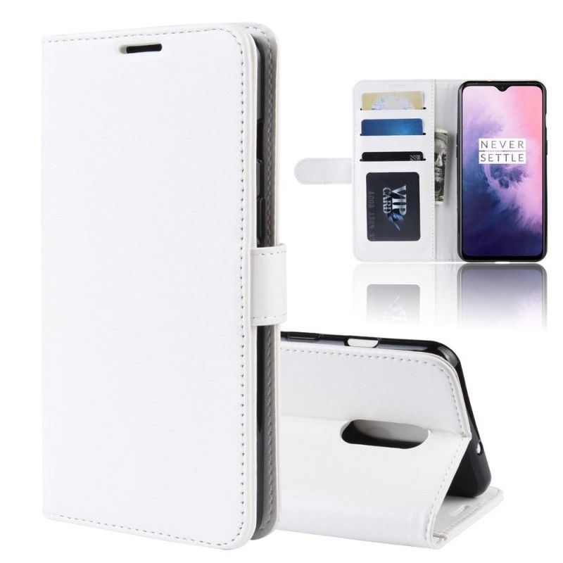 Leren Hoesje voor OnePlus 7 Wit Zwart High-End Kunstleer
