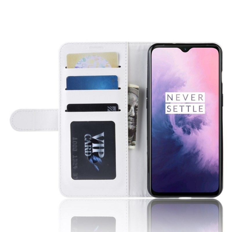 Leren Hoesje voor OnePlus 7 Wit Zwart High-End Kunstleer