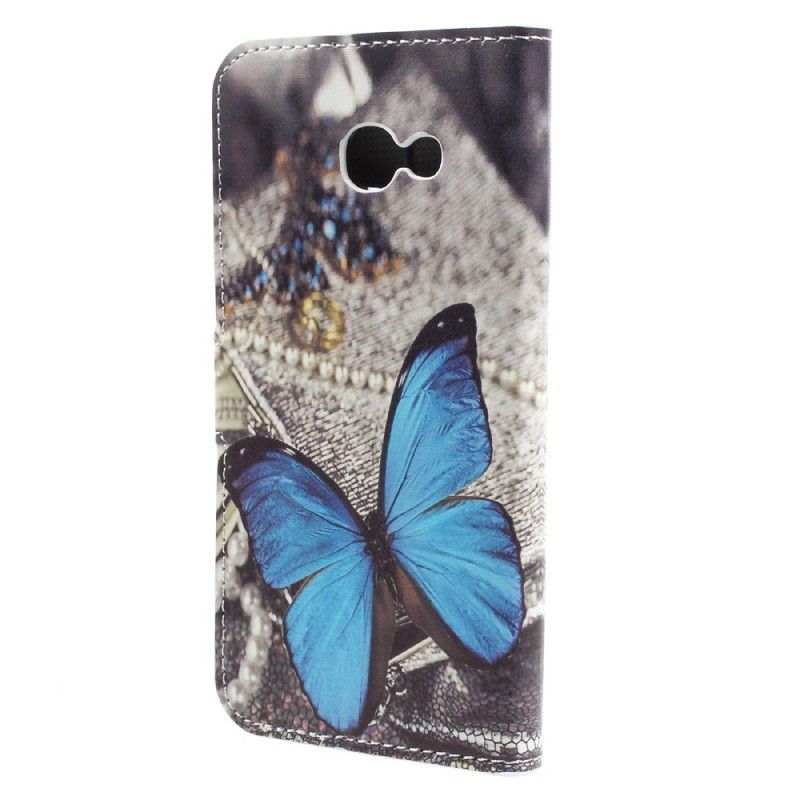 Leren Hoesje Samsung Galaxy A3 2017 Blauwe Vlinder