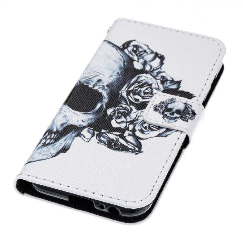 Leren Hoesje Samsung Galaxy A3 2017 Telefoonhoesje Gebloemde Schedel