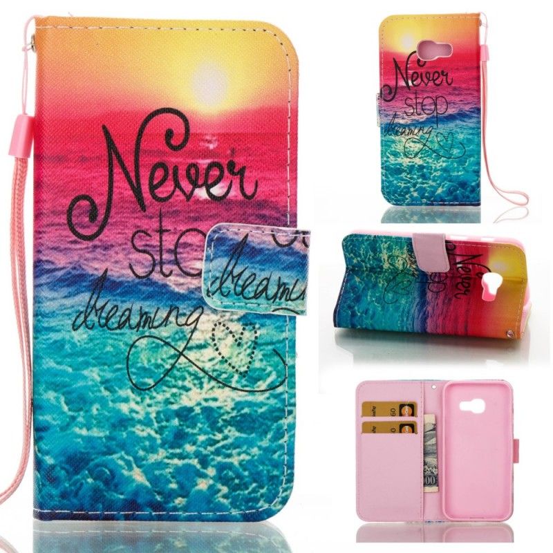 Leren Hoesje Samsung Galaxy A3 2017 Telefoonhoesje Stop Nooit Met Dromen