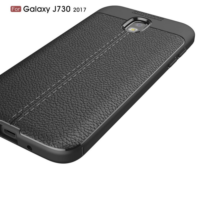 Hoesje Samsung Galaxy J7 2017 Rood Zwart Dubbellijns Lychee Leereffect