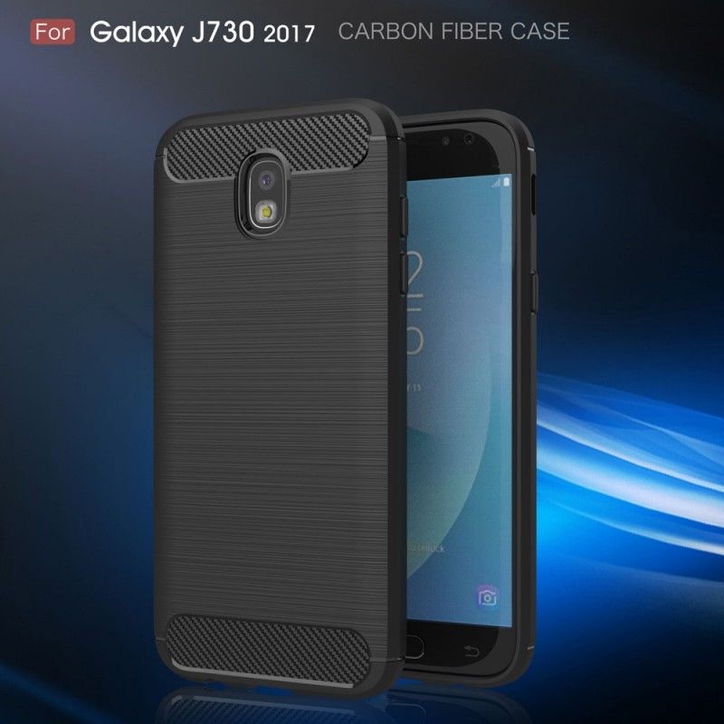Hoesje Samsung Galaxy J7 2017 Rood Zwart Geborsteld Koolstofvezel