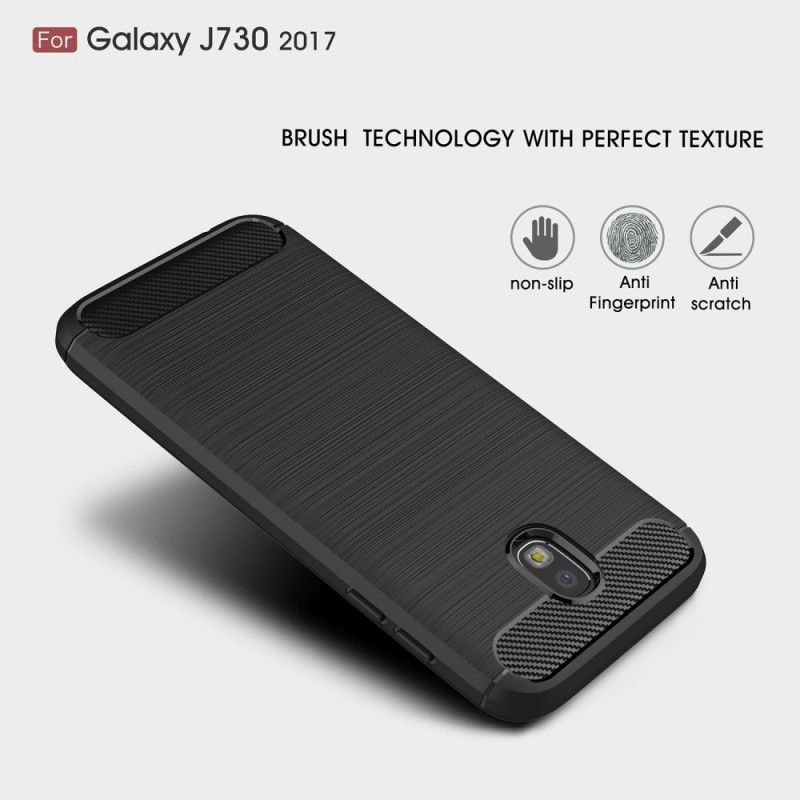 Hoesje Samsung Galaxy J7 2017 Rood Zwart Geborsteld Koolstofvezel