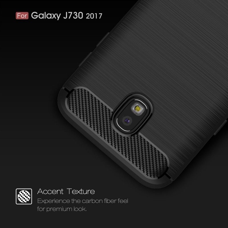 Hoesje Samsung Galaxy J7 2017 Rood Zwart Geborsteld Koolstofvezel