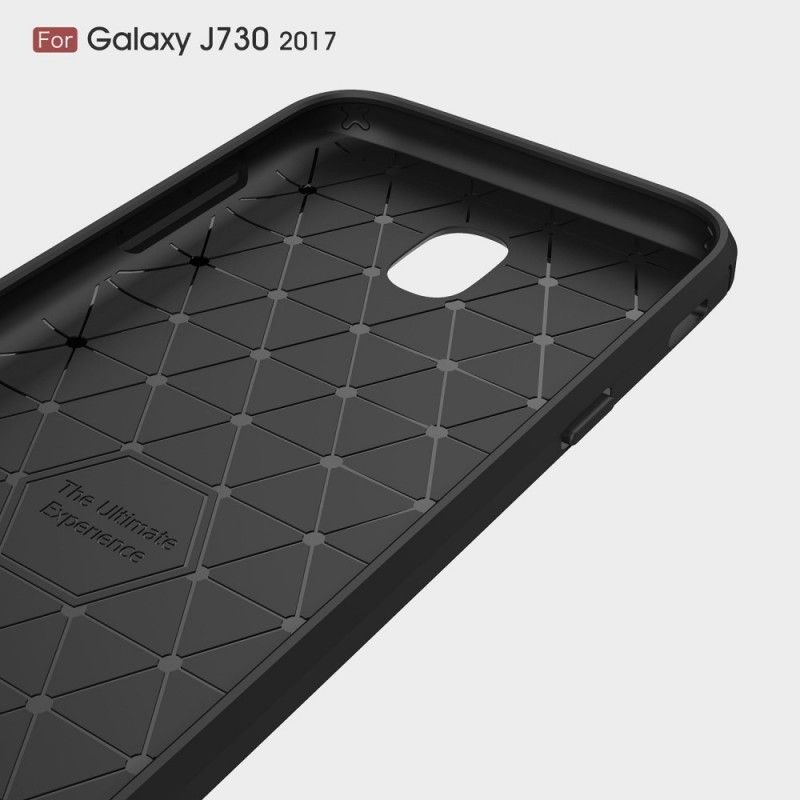 Hoesje Samsung Galaxy J7 2017 Rood Zwart Geborsteld Koolstofvezel