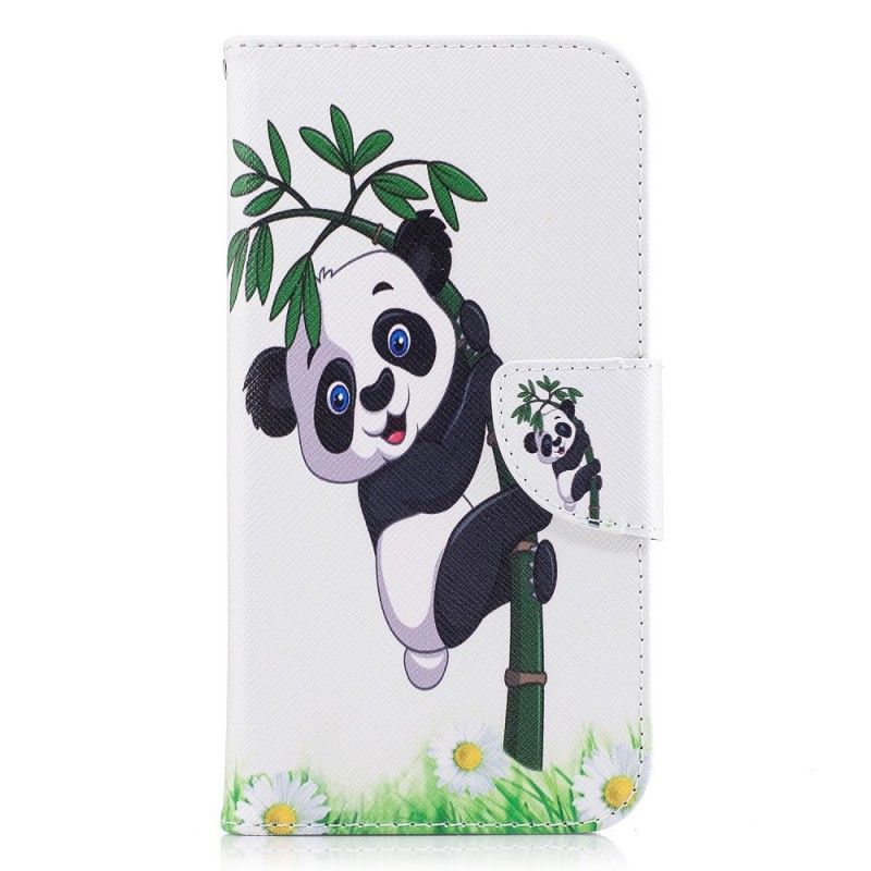 Leren Hoesje Samsung Galaxy J7 2017 Panda Op Bamboe