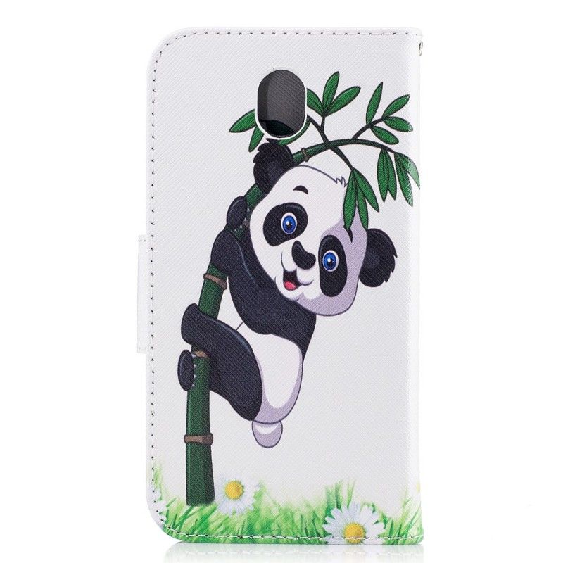Leren Hoesje Samsung Galaxy J7 2017 Panda Op Bamboe