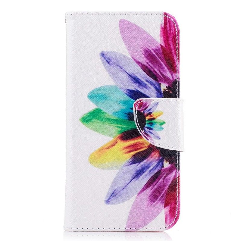 Leren Hoesje voor Samsung Galaxy J7 2017 Aquarelbloem