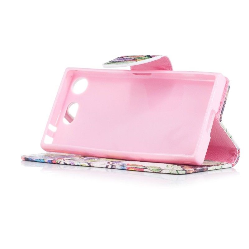 Flip Case Leren Sony Xperia XZ1 Compact Gekleurde Boom