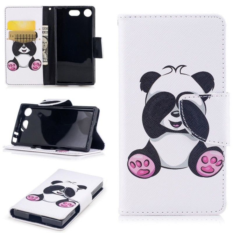 Flip Case Leren Sony Xperia XZ1 Compact Leuke Panda