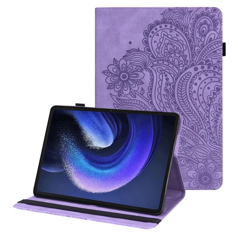 Cover Xiaomi Pad 6 Bloemenprint Met Leerlook