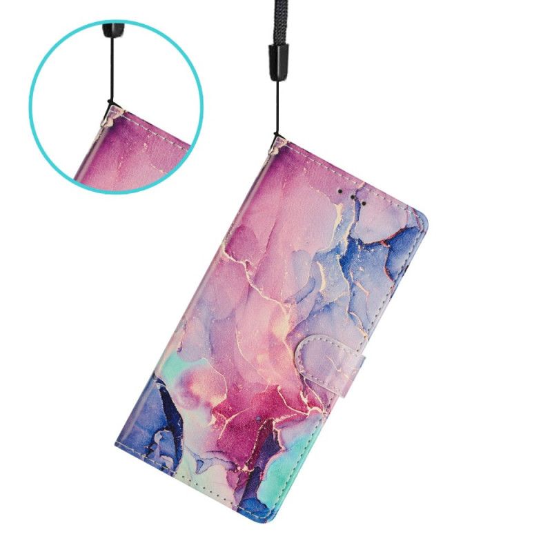 Flip Case Leren Xiaomi Redmi Note 15 5g Roze En Groen Marmer