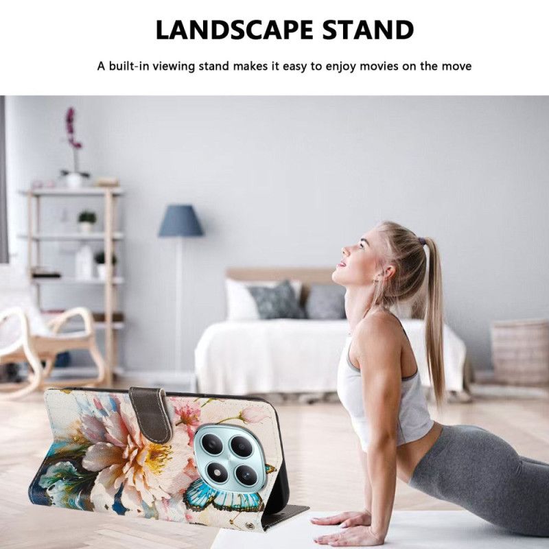 Flip Case Leren Xiaomi Redmi Note 15 5g Vlinder En Bloemen