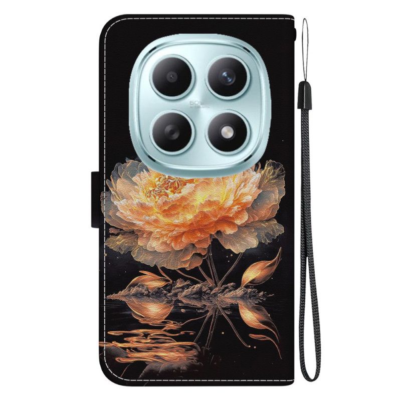 Folio-hoesje Xiaomi Redmi Note 15 5g Telefoonhoesje Gouden Pioenroos