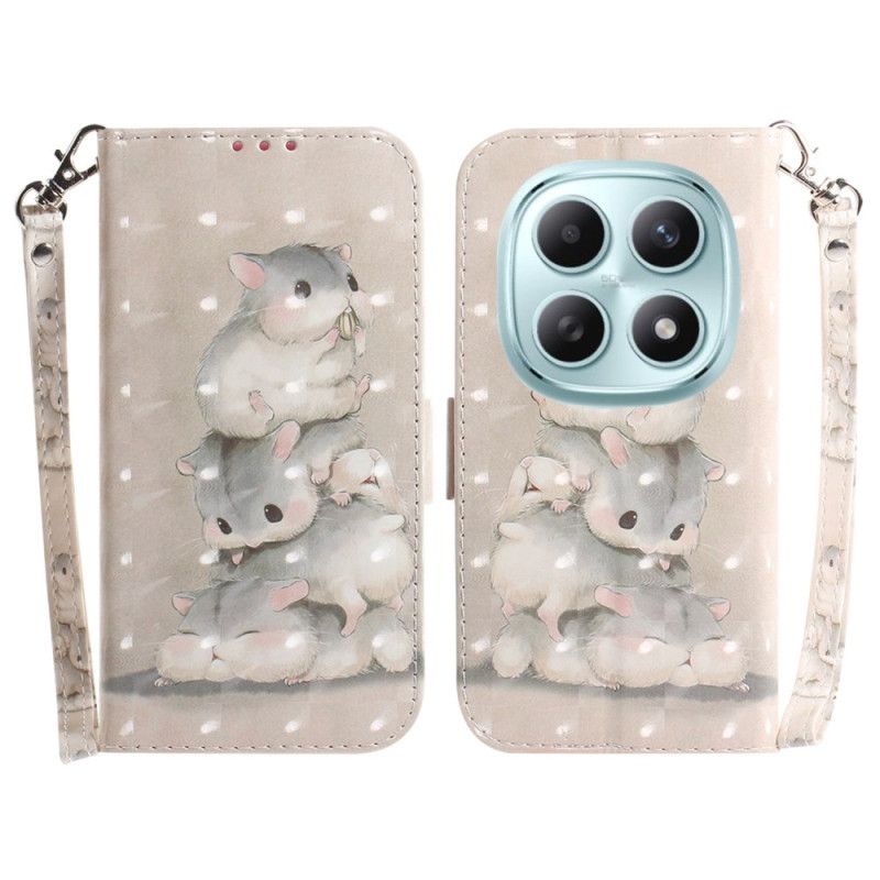 Folio-hoesje Xiaomi Redmi Note 15 5g Telefoonhoesje Hamsters Met Koord