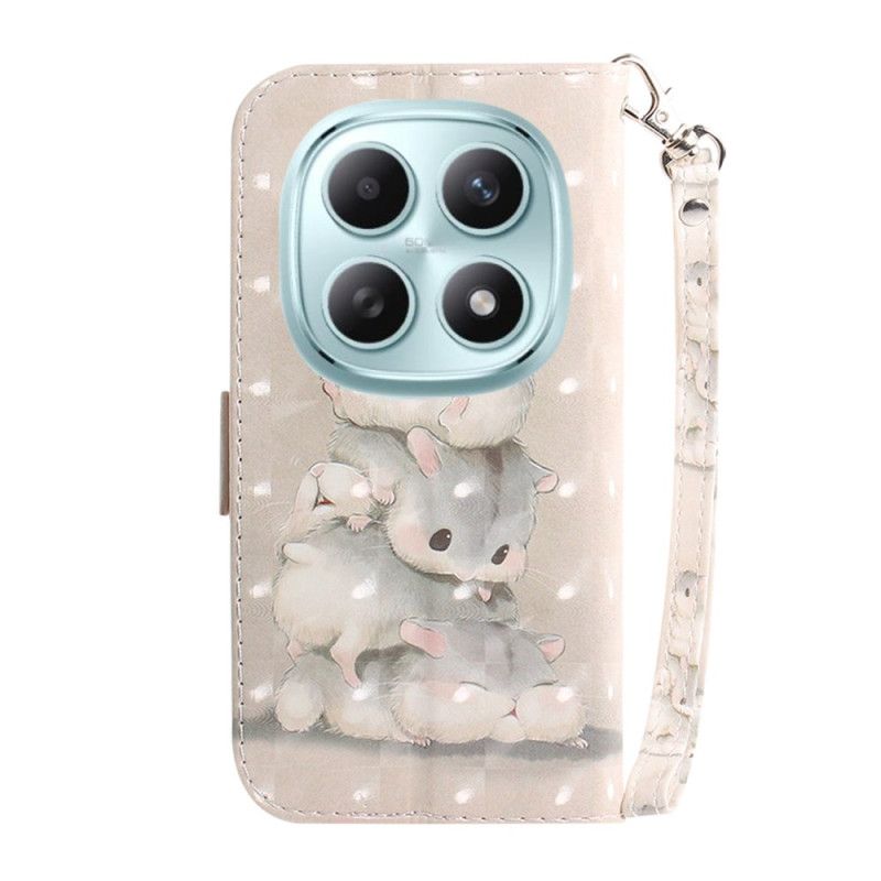 Folio-hoesje Xiaomi Redmi Note 15 5g Telefoonhoesje Hamsters Met Koord