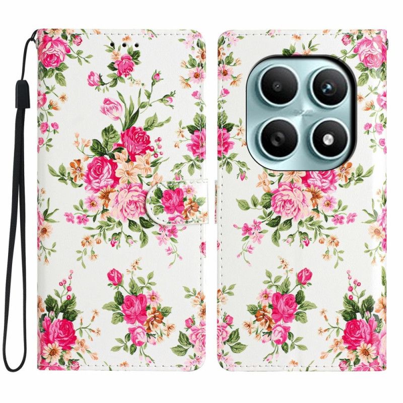 Folio-hoesje Xiaomi Redmi Note 15 5g Telefoonhoesje Rode Bloemen