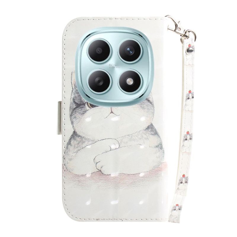 Folio-hoesje Xiaomi Redmi Note 15 5g Telefoonhoesje Schattige Kat Met Koord