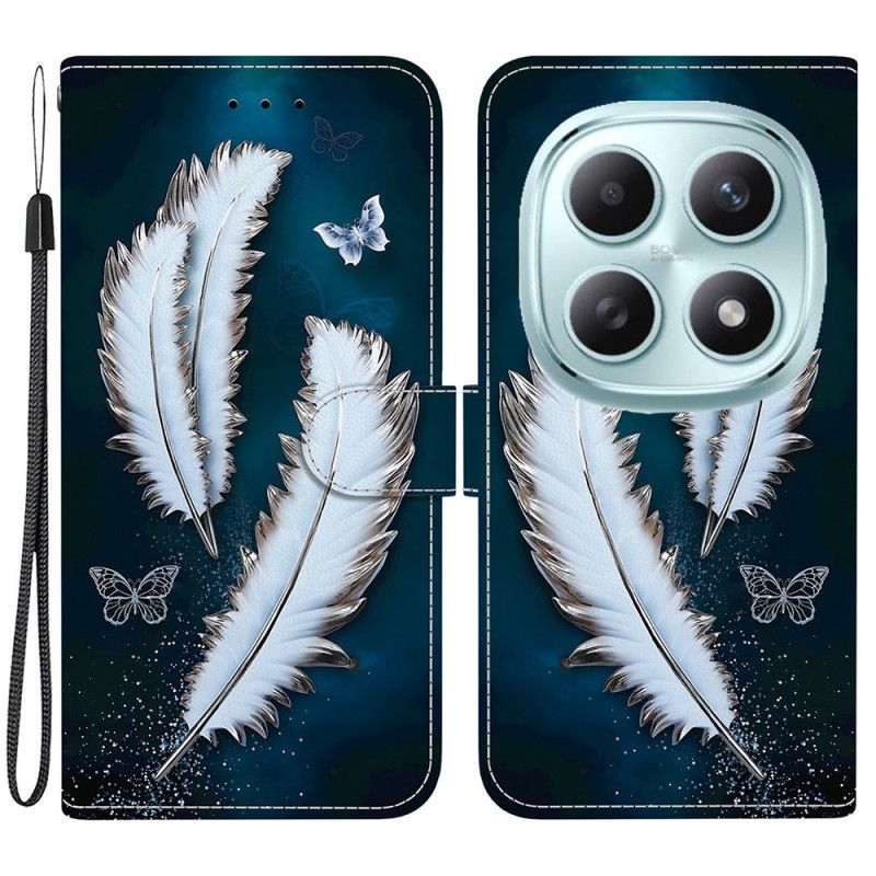 Folio-hoesje Xiaomi Redmi Note 15 5g Telefoonhoesje Witte Veren