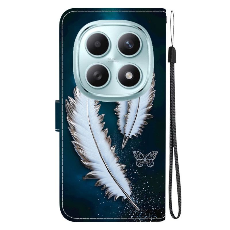 Folio-hoesje Xiaomi Redmi Note 15 5g Telefoonhoesje Witte Veren