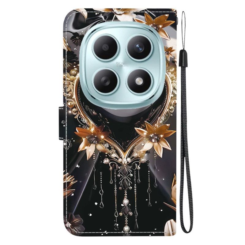 Folio-hoesje Xiaomi Redmi Note 15 5g Telefoonhoesje Zwart En Goud Hart