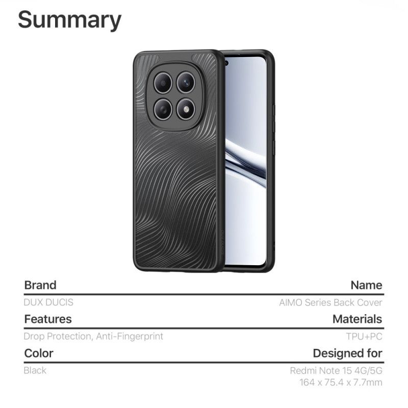 Hoesje Xiaomi Redmi Note 15 5g Aimo-serie Dux Ducis Bescherming Hoesje