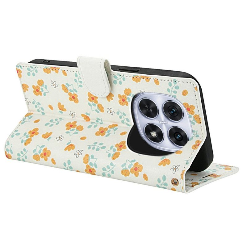 Leren Hoesje Voor Xiaomi Redmi Note 15 5g Bloemenbandje