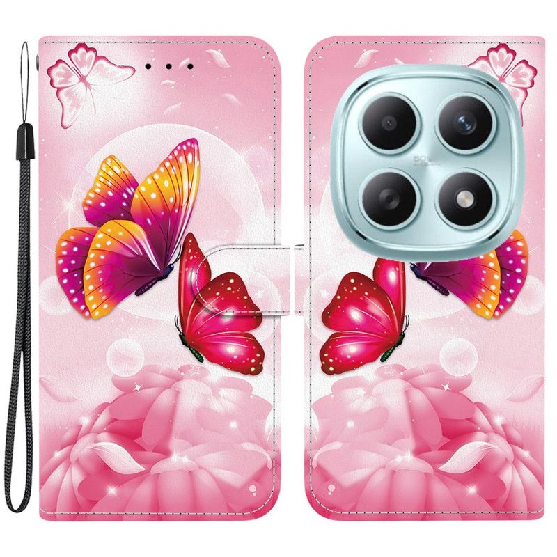 Leren Hoesje Voor Xiaomi Redmi Note 15 5g Roze Vlinders