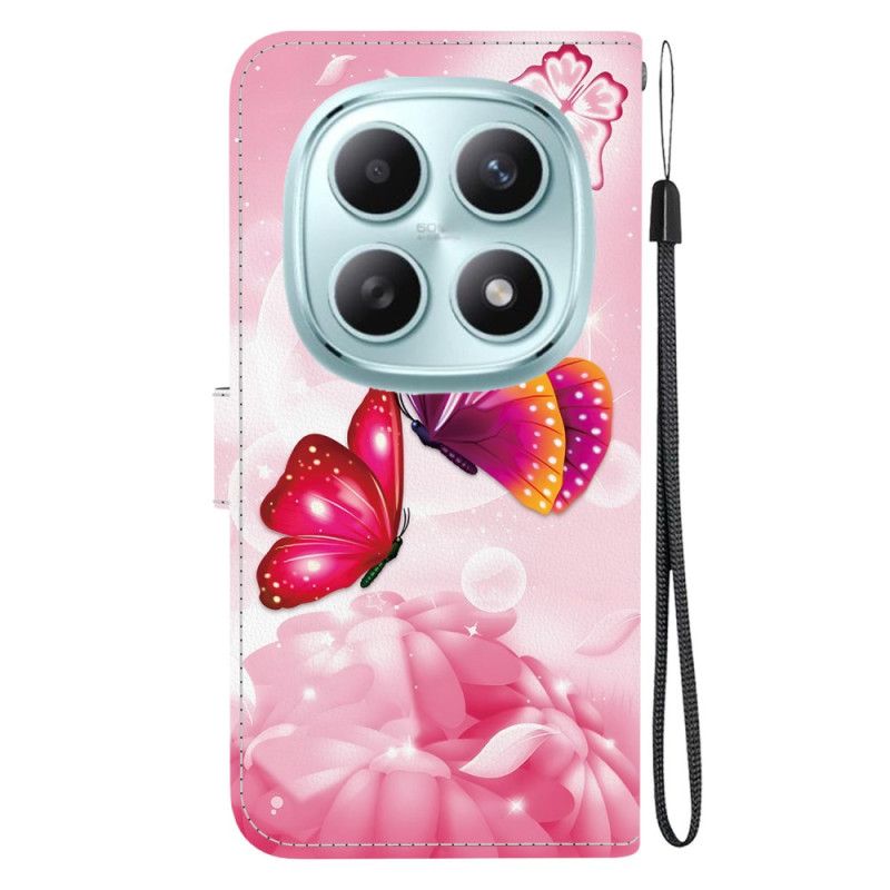 Leren Hoesje Voor Xiaomi Redmi Note 15 5g Roze Vlinders