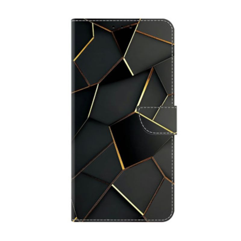 Leren Hoesje Voor Xiaomi Redmi Note 15 5g Zwart-gouden Patroon
