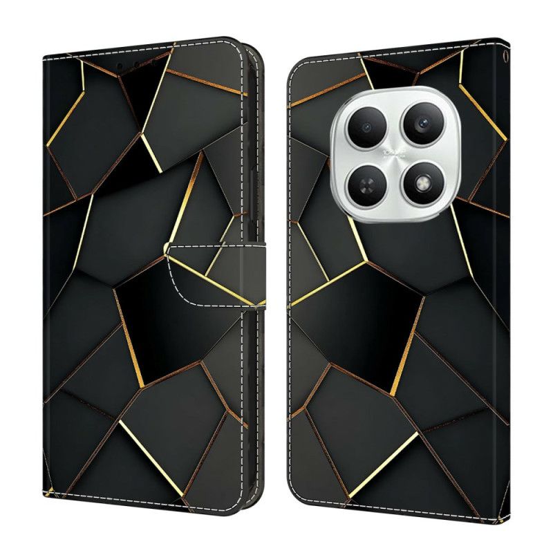 Leren Hoesje Voor Xiaomi Redmi Note 15 5g Zwart-gouden Patroon