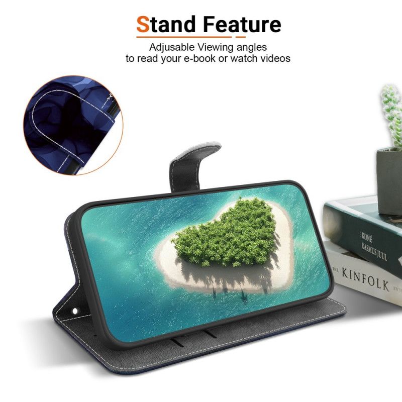 Leren Hoesje Xiaomi Redmi Note 15 5g Blauwe Bloemen Bescherming Hoesje